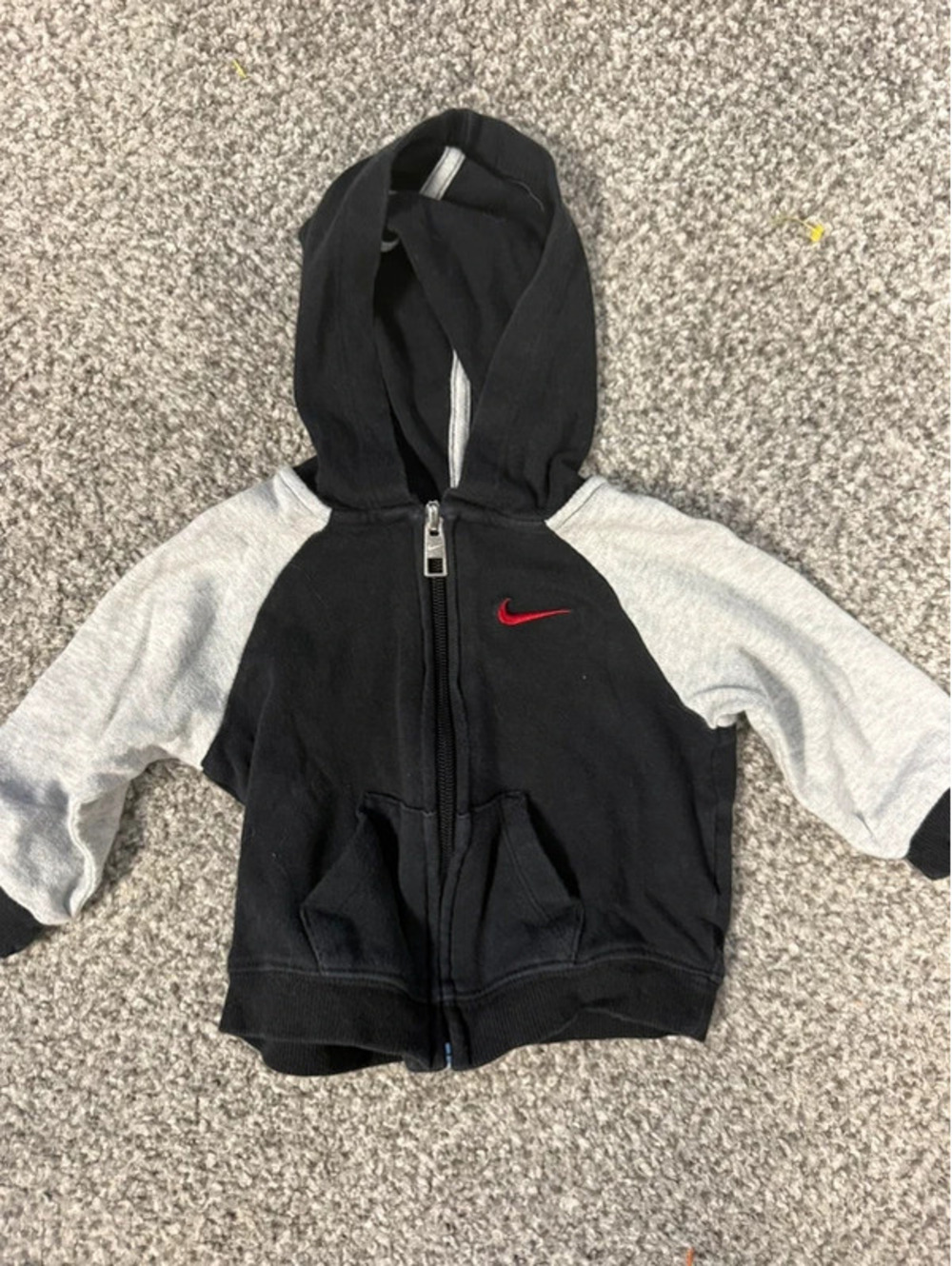 Nike Baby Boys Black Heather Gray Raglan Full Zip Hoodie Size 6-9 Months